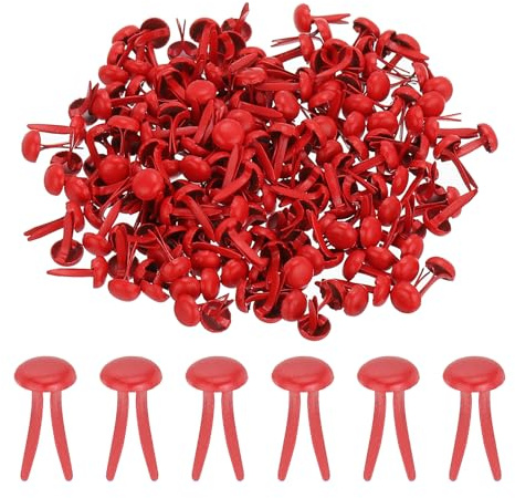 PATIKIL 1000Pcs Paper Brass Fasteners Split Pins Pastel, Red 4.5x8mm | Metal Brads Round Head Plated Fastener for Craft Art Scrapbooking DIY Supplies