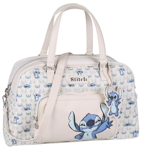 DISNEY Stitch Reisetasche, Wandertasche, Wochenendtasche, mit Reißverschluss 44x20x27 cm (Stitch Beige)
