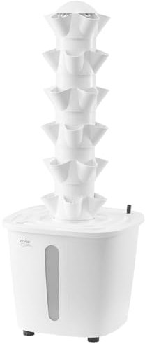 VEVOR Système de Culture Hydroponique, 30 Fentes de Plantation, Tour Hydroponique 6 Niveaux, avec Pompe à Eau et Minuterie, Kit Germination de Plantes Circulation d'eau pour Herbes, Fruits, Légumes