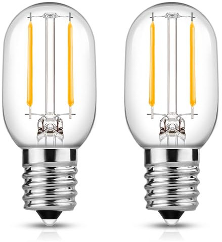 EvaStary T22 E14 LED Glühbirnen 1W Warmweiss 2700K, Kühlschranklampe 150LM Ersatz Glühlampe 10W, Mini LED Birnen Dimmbar, für Kühlschrank, Nachtlicht, Salzlampe, Nähmaschine, 2er Pack
