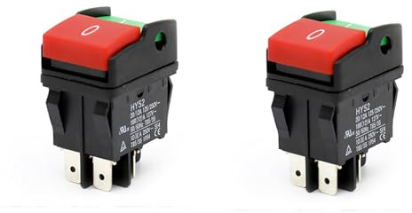 UrbanNest 2X Interrupteurs à Bouton-Poussoir Électriques Industriels, Bouton-Poussoir HY52 pour Interrupteur D'Appareil Mécanique 4 Broches avec Lumière 125/250 V