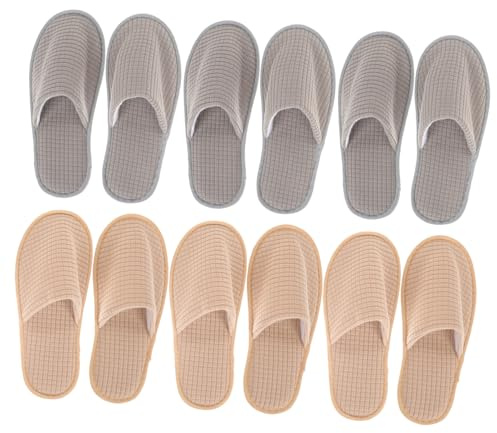 BAZEITFLOW Pantofole da Spa Monouso in Pile Antiscivolo per Ospiti 6 Paia Pantofole da Hotel Portatili per Donna e Uomo per Casa, Viaggi e Centri Benessere