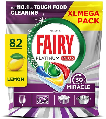 Fairy 30 Minute Miracle Platinum Plus Dishwasher Tablets, 82 Capsules, Dishwasher Cleaner