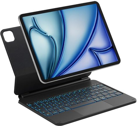 Inateck Neo Magic Teclado Magnético para Air 11'' M4/M3, Teclado de Ajuste Fácil para Air 6/5/4 Gen, iPad Pro 11 4/3/2/1 Gen, Soporte Flotante, Retroiluminación 7 Colores, con Trackpad, KB09119