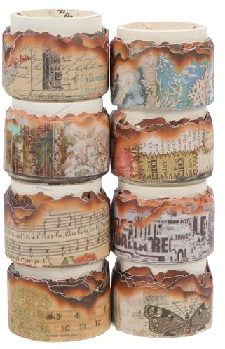 Beavorty Rubans Adhésifs Décoratifs Vintage X-files, 8 Rouleaux de Papier Washi Rétro pour Scrapbooking et Diy, Bande Adhésive Multifonction pour Journaux, Agendas et Style Style Aléatoire