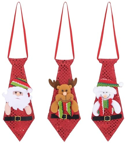 EXQUIMEUBLE 3 St Julslips i Tyg med Färgglad Tryckt Design Hållbar och Bekväm för Julfester och Festliga Tillfällen Kreativ Juldekoration och Gåva