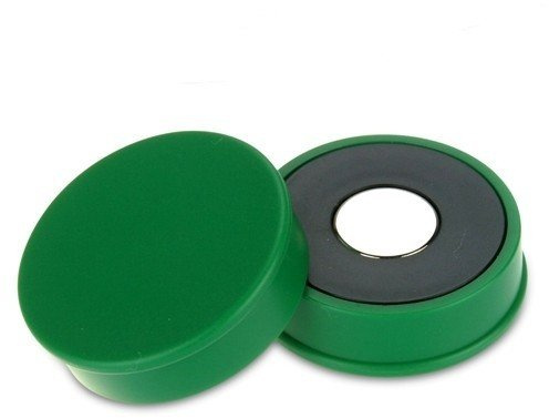 10 x Pinnwand-Magnet Memomagnet Kunststoffmagnet Ø 30 mm x 8 mm Neodym Grün - hält 2,7 kg - 10 Stück - Starke Memomagnete mit Neodymkern (NdFeB)