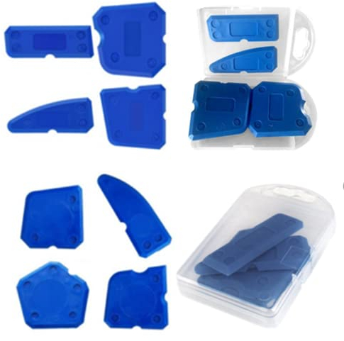 Herramienta de acabado de perfilado de sellador, 9 piezas de silicona para juntas más suaves, portátil, azul, kit de herramientas para calafateo de sellador, kit de fugi, baños, azulejos