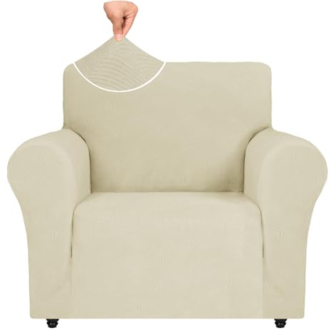 Ystyle Copridivano Elasticizzato 1 Posto con Braccioli, Beige | Copri Divano Antigraffio Gatto, Pesante Copri Divani, Fodera Divano Antimacchia Lavabile Antiscivolo per Soggiorno