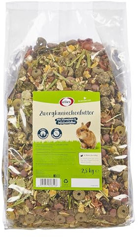 Elles Zwergkaninchen-Futter 2,5kg I Reich an Rohfasern | Artgerecht & natürlich | Ohne Zucker | Mit Gemüse & Vitaminen I Ausgewogene Ernährung
