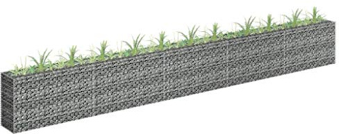 IKAYAA Gabbioni Metallici per Pietre Gabbioni per Sassi da Giardino Gabbione per Fioriera Gabbia Rete per Aiuola Rialzato in Acciaio Zincato-450 x 30 x 60 cm