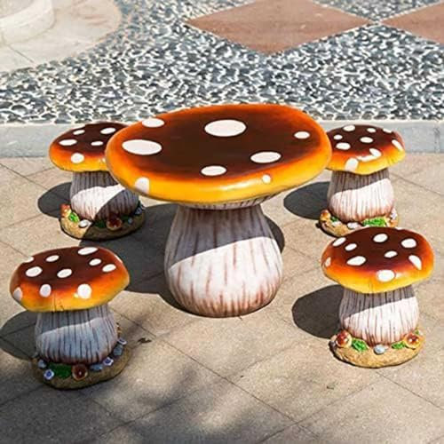 Set di sgabelli da tavolo a fungo da giardino in resina, decorazione creativa per paesaggio, decorazione per cortile, prato, laghetto