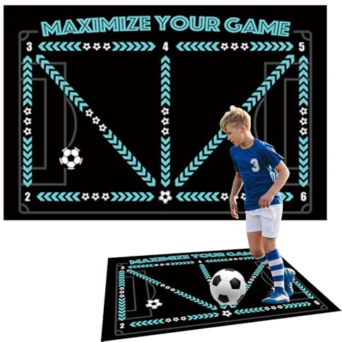 AIYONG Fotbollsmatta, 60 x 90 cm fotbollsmatta bollkontroll, halkfri stötdämpande träningsmatta, fotboll träningstillbehör, fotboll dörrmatta steg träningsmatta
