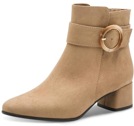 Marco Tozzi Damen Stiefeletten mit Blockabsatz Elegant, Beige (Beige), 41 EU