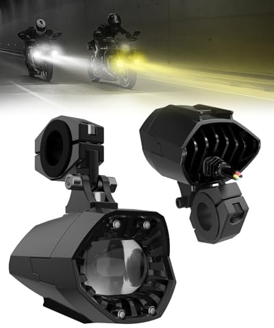 SUPAREE Faretti Fendinebbia Moto Fari Supplementari Moto LED Omologati Faretti moto Supplementari con 6000K Bianco 3000K Giallo e Lampeggiante IP67 Impermeabile 9-30V per ATV UTV SUV Camion 2 Pezzi
