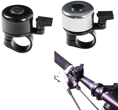 Lot de 2 Sonnette Velo, Sonnette pour Bicyclette pour Guidon Ø 21 mm - Ø 25 mm, avec vis de Fixation, Sonnette Transparente pour Bicyclette, Klaxon Universel pour Bicyclette en Plusieurs Couleurs