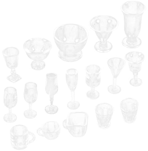 LALADEFIEE Juego de Vajilla para Casa de Muñecas 1:12, Accesorio en Miniatura Transparente 17 Piezas, Decoración para Niños Coleccionistas, Cocina Miniatura, Set Completo