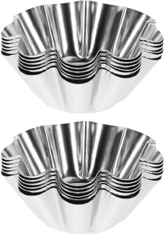 Flower Tart Pans 12pcs Stainless Steel Reusable Easy Release | Small Muffin Tins for Baking, Silver Flower Shape, Party DIY Use, Easy Clean Finish