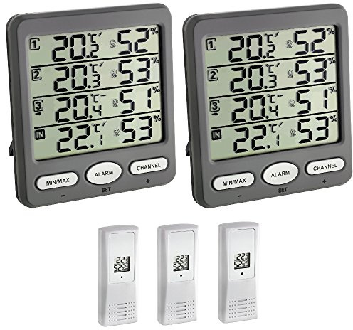 TFA Dostmann Klima Monitor Spezial TFA 30.3054 Spezial Funk-Thermo-Hygrometer Station (Anthrazit)