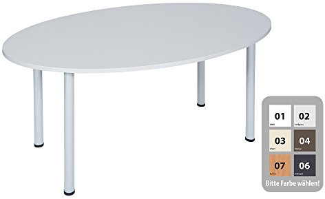 Dila GmbH Besprechungstisch Schreibtisch Konferenztisch Oval Tisch Büromöbel Schreibtische (Buche, 160 x 100)