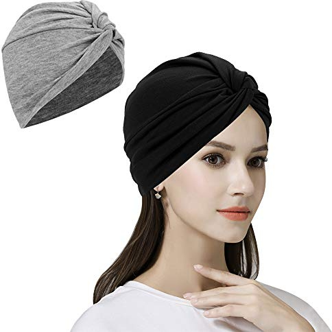ITODA 2 Pezzi Cappello da Donna in Cotone a Forma di Croce Elastico Beanie Turbante Perdita di Capelli Notte Sonno cap Turbante per Donne e Ragazze Caff Taglia Unica