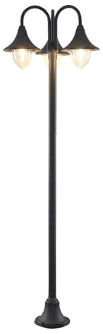 Lindby Mastleuchte außen Edric (spritzwassergeschützt (Retro, Vintage Antik) in Schwarz aus Aluminium (3 flammig E27) - Kandelaber Außenleuchte