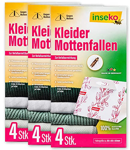 inseko 12 x Kleidermottenfallen I insektizidfrei und geruchlos I zur Befallsermittlung I Made in Germany (12)