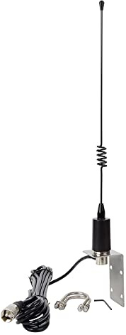 UAYESOK VHF Marine Antenna 156-163Mhz Boat Base Aerial 38.8cm (15.3inch) with 5m RG58 Coaxial Cable PL259 Connector & L-Mount Bracket for Cobra Icom Uniden VHF Mobile Marine Ham Radio