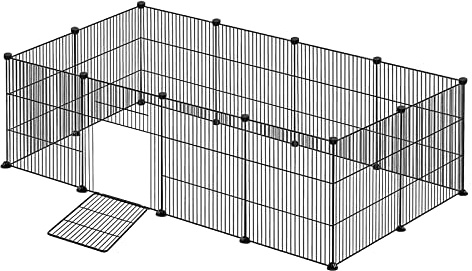 NAIZY Parc d'extérieur pour Petits Animaux, clôture de Jeu, enclos pour Chiots, Noir (12 pièces)
