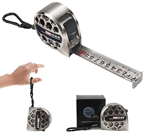 Alftek Stainless Steel Tape Measure, Laser Scale Tape Measure, Retractable Hollow Measuring Tape, Industrial Grade Rust and Corrosion Resistant Tape (7.5m 25mm)