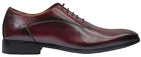 Mens Real Calf Leather Shoes Leather Sole Classic Handmade Semi Brogues Oxfords Lace up [ PLS-361-VEAU-BORDEAUX-46 ]