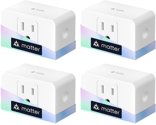 meross Matter Smart Plug, Energy Monitoring Smart Outlet, Wi-Fi Plug Work with Alexa, Apple HomeKit, Google with Schedule Timer, 15A/1800W, 100% Privacy Matter Smart Home, App & Voice Control 4 Pack