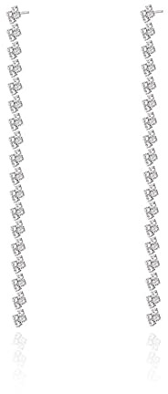 HERIER Rhinestone Earrings Dangling for Women Silver Dangle Earrings Simple Long Chandelier Statement Tassel Bar Earrings Sparkly Crystal Lightweight Jewelry