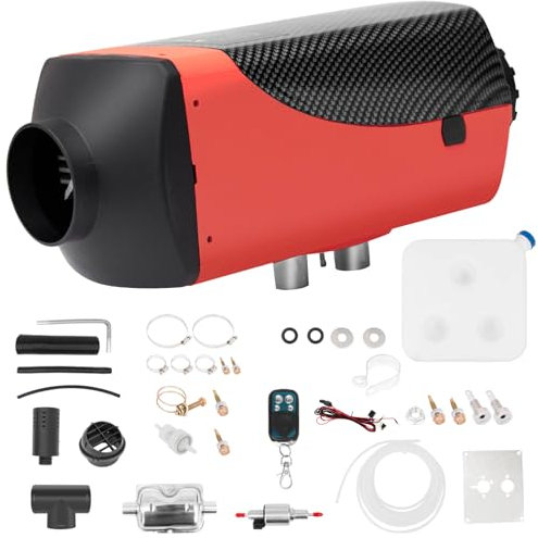 PRIJESSE 12V 5KW Standheizung Diesel, 5000W Standheizung, Diesel Lufterhitzer, Luft Dieselheizung, LCD Schalter u. Fernbedienung Schwarzfür Auto RV Boot KFZ PKW Wohnmobil Rot
