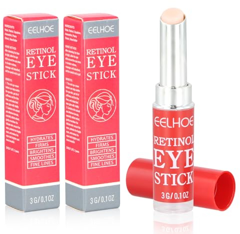 Anseom 2 Packs Retinol Eye Stick, Retinol Eye Cream Anti Wrinkle Eye Cream Eye Balm Stick Smoothen Wrinkle Eye Cream for Dark Circles Puffiness Crows Feet Under Eye Bags Fine Lines Wrinkles