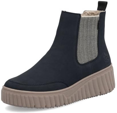 Rieker Damen Chelsea Boots N2553, Frauen Stiefeletten, lose Einlage,uebergangsschuhe,uebergangsstiefel,Schlupfstiefel,warm,blau (14),38 EU / 5 UK