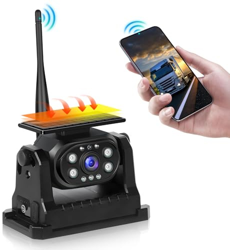 Hodozzy Trådlös wifi stabil solbackkamera, 1080P backkamera med vattentät, solladdning, magnetisk bas, nattsyn, bakre uppladdningsbar bilkamera