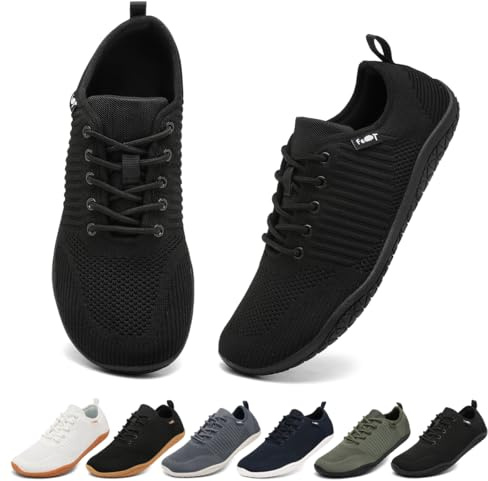 Geweo Scarpe a Piedi Nudi Uomo Donna Barefoot Shoes Minimaliste Sneakers Design a Punta Larga Scarpe da Corsa Nero 46