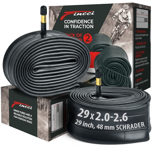Fincci Bici Camera d'Aria 29x2.10x2.2x2.3x2.35x2.4x2.5x2.6 Pollici - Coppia Cameras d Aria MTB 29 con Valvola Schrader 48mm - Camere per Gravel & Elettrica Pieghevole & Mountain & Da Corsa Bicicletta