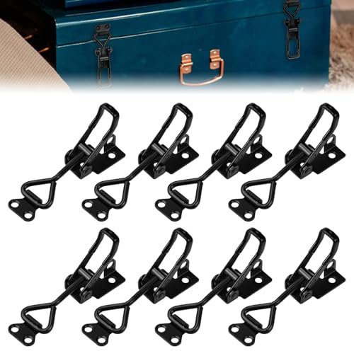 GZCZCC 8 Pcs Abrazadera de Palanca Pestillo Cierres Ajustable 90kg GH-201-B Cierres Puertas Remolque Cierres de Tapa Abrazadera de Bloqueo Liberación Rápida Horizontal Toggle Clamp para Tapa y Puerta