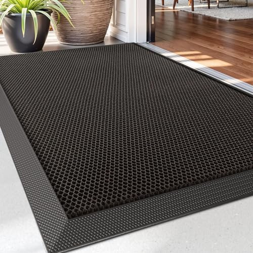 DEXI Felpudo Entrada Casa 80 x 120 cm, Alfombra Antideslizante, Atrapa Suciedad y Barro, Fácil de Limpiar, Impermeable Alfombrillas para Puerta de Interior y Exterior, Balcón, Jardín, Marrón