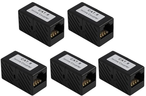 5 Pezzi Accoppiatore RJ45 Cat6 Schermato, Adattatore RJ45 Cat6, Adattatore Femmina-Femmina per Estensione Cavo Ethernet, Compatibile con Cat5e, Cat5, Alta Velocità, per Router, Modem, PC, TV