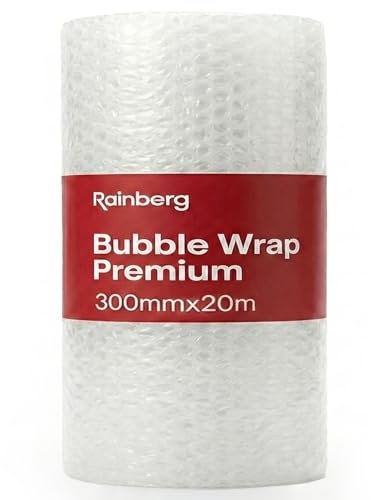 Rainberg 300mm x 20m Heavy Duty Bubble Wrap Roll, Air Bubble Premium Quality Protection for Packaging, Storage, Fragile Items, Moving House Essentials, Recyclable & Eco-Friendly