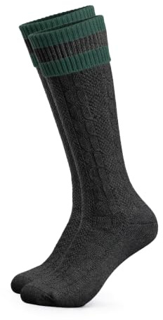 HerzSticht Chaussettes Longues Traditionnelles Bavaroise Homme lot de 1 (modèle: Wiesendistel) vert anthracite 43-46