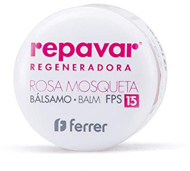 Repavar - Bálsamo Labial - Rosa Mosqueta y Bisalobol - Reparador Labial Intensivo y Regenerador con Protección Solar FPS 15 - Hidrata, Protege y Repara la Nariz y los Labios - 10 ml
