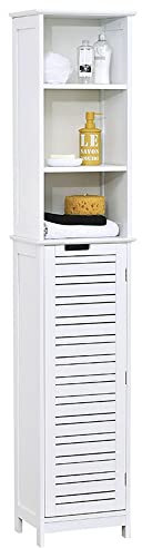 Tendance Mueble Alto Miami con Estructura Color Blanco + 1 Puerta + 3 estantes MDF, Madera, 35x26x173 cm