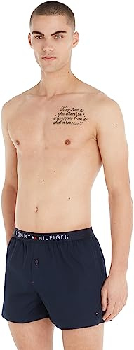 Tommy Hilfiger Men's Cotton Woven Boxer Icon Boxers, Blue (Navy Blazer), XL