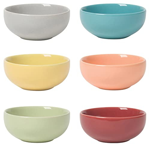 Now Designs Canyon Ceramic Pinch Bowl Set, Soy Sauce Dish, Set of 6, 2 oz