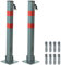 Hausen 2 x Folding Car Parking Barrier Post Vehicle Driveway Garage Security Bollard, 3 Keys Included with Each Barrier