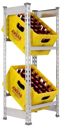 Simon Rack Scaffale per casse di bevande, Ripiano per 2 cassette, 1000x400x300 mm, Ripiano per casse di bevande in metallo, Galvanisé - Simonbottle